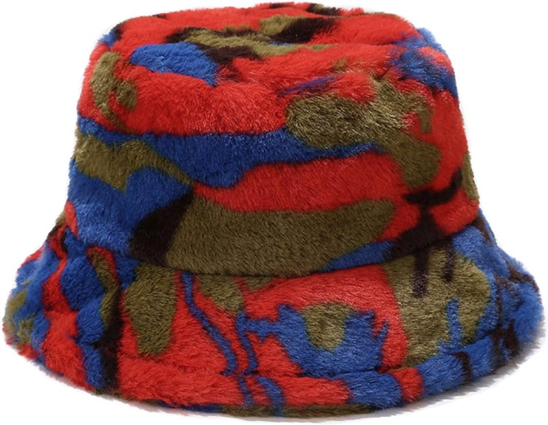 Umeepar Winter Faux Fur Fuzzy Bucket Hat Fluffy Warm Hat for Women Men - Image 1